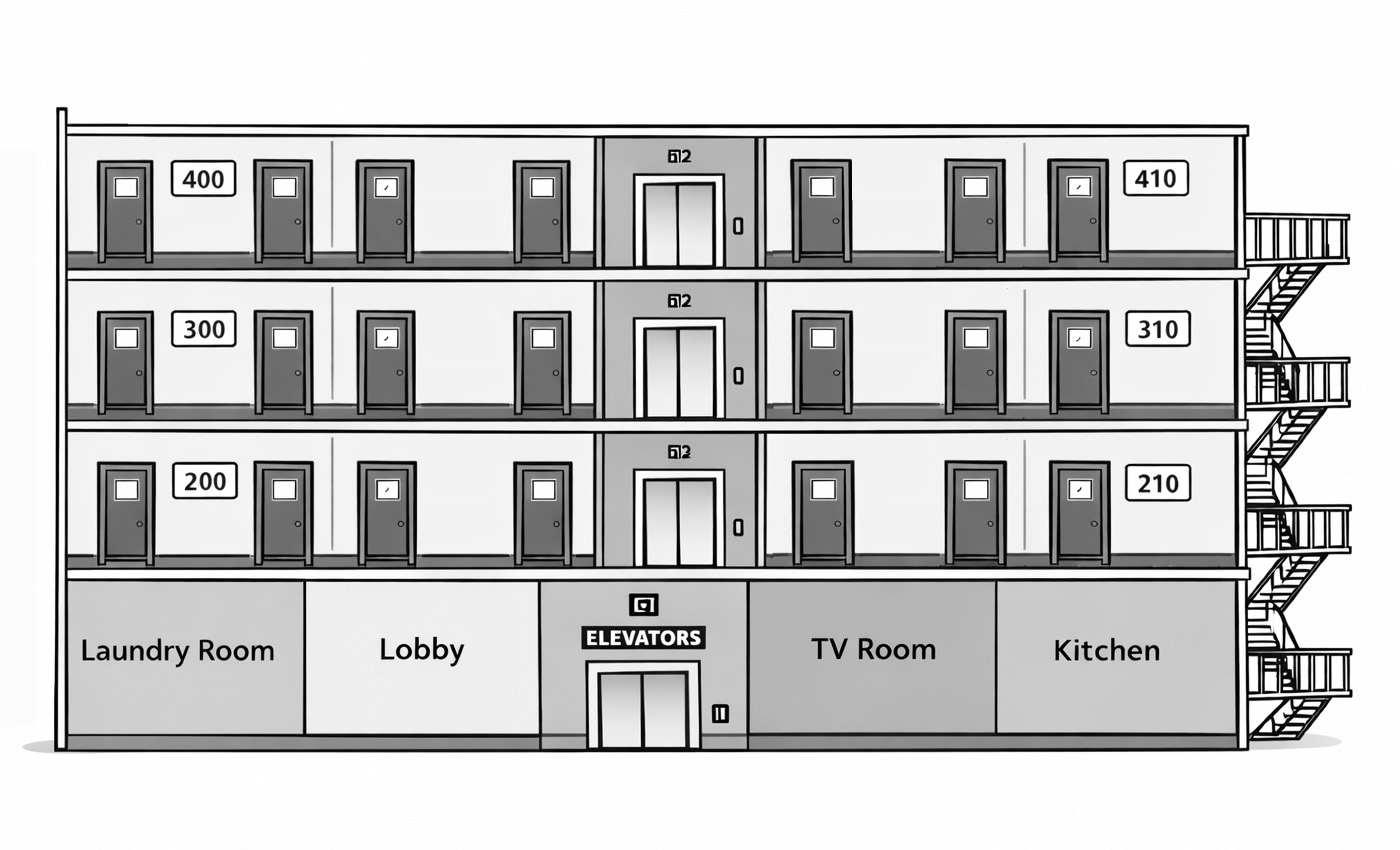 Residence hall check-in desk